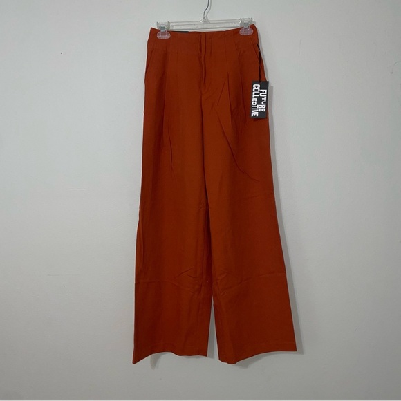Future Collective Pants - Future Collective Target Rust Orange Pants‎ Wide Leg High Waist Fall Size 0 NEW